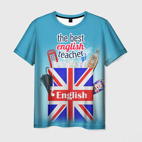 Мужская футболка 3D с принтом Учителю Английского языка в Петрозаводске, 100% полиэфир | прямой крой, круглый вырез горловины, длина до линии бедер |  английский | день учителя | педагог | учитель | язык