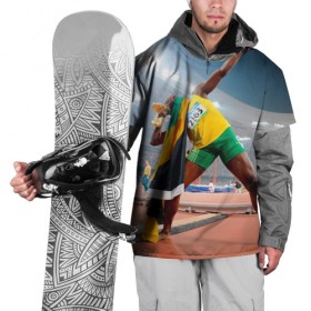 Накидка на куртку 3D с принтом Болт в Петрозаводске, 100% полиэстер |  | bolt | атлетика | бег | олимпиада | усэйн