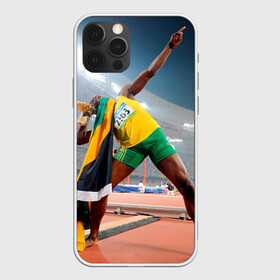 Чехол для iPhone 12 Pro с принтом Болт в Петрозаводске, силикон | область печати: задняя сторона чехла, без боковых панелей | bolt | атлетика | бег | олимпиада | усэйн