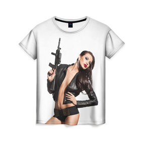 Женская футболка 3D с принтом На страже порядка в Петрозаводске, 100% полиэфир ( синтетическое хлопкоподобное полотно) | прямой крой, круглый вырез горловины, длина до линии бедер | автомат | девушка