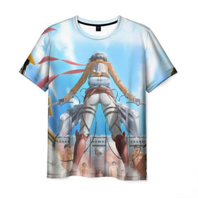 Мужская футболка 3D с принтом Back в Петрозаводске, 100% полиэфир | прямой крой, круглый вырез горловины, длина до линии бедер | attack on titan | атака титанов | вторжение гигантов | микаса