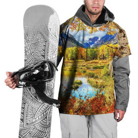 Накидка на куртку 3D с принтом Горное озеро в Петрозаводске, 100% полиэстер |  | autumn | bright | clouds | colors | forest | mountains | river | trees | горы | деревья | краски | лес | облака | осень | река | цвета | яркие