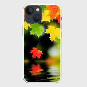 Чехол для iPhone 13 mini с принтом Осень в Петрозаводске,  |  | autumn | bright | color | forest | leaves | maple | paint | reflection | river | trees | деревья | клён | краски | лес | листья | осень | отражение | река | цвета | яркие