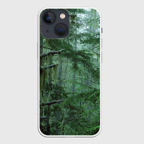 Чехол для iPhone 13 mini с принтом Дремучий лес в Петрозаводске,  |  | camouflage | dense | fog | forest | spruce | tree | дремучий | ёлка | ельник | камуфляж | лес | маскировка | туман