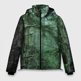 Мужская зимняя куртка 3D с принтом Дремучий лес в Петрозаводске, верх — 100% полиэстер; подкладка — 100% полиэстер; утеплитель — 100% полиэстер | длина ниже бедра, свободный силуэт Оверсайз. Есть воротник-стойка, отстегивающийся капюшон и ветрозащитная планка. 

Боковые карманы с листочкой на кнопках и внутренний карман на молнии. | camouflage | dense | fog | forest | spruce | tree | дремучий | ёлка | ельник | камуфляж | лес | маскировка | туман