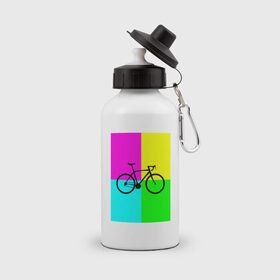 Бутылка спортивная с принтом Велосипед фикс в Петрозаводске, металл | емкость — 500 мл, в комплекте две пластиковые крышки и карабин для крепления | Тематика изображения на принте: fix | вело | велосипед | прикол | фикс