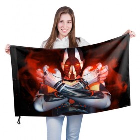 Флаг 3D с принтом Огненный ангел тьмы в Петрозаводске, 100% полиэстер | плотность ткани — 95 г/м2, размер — 67 х 109 см. Принт наносится с одной стороны | киборг | огонь | робот