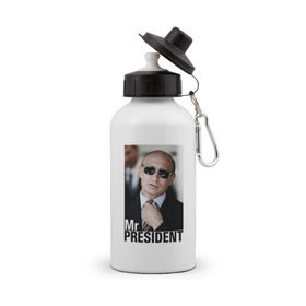 Бутылка спортивная с принтом Mr.President (2) в Петрозаводске, металл | емкость — 500 мл, в комплекте две пластиковые крышки и карабин для крепления | 