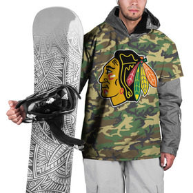 Накидка на куртку 3D с принтом Blackhawks Camouflage в Петрозаводске, 100% полиэстер |  | camouflage | chicago blackhawks | hockey | nhl | нхл | хоккей