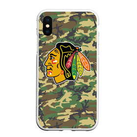 Чехол для iPhone XS Max матовый с принтом Blackhawks Camouflage в Петрозаводске, Силикон | Область печати: задняя сторона чехла, без боковых панелей | camouflage | chicago blackhawks | hockey | nhl | нхл | хоккей