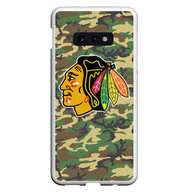 Чехол для Samsung S10E с принтом Blackhawks Camouflage в Петрозаводске, Силикон | Область печати: задняя сторона чехла, без боковых панелей | camouflage | chicago blackhawks | hockey | nhl | нхл | хоккей