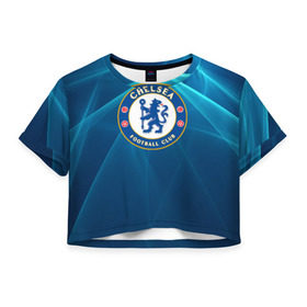Женская футболка 3D укороченная с принтом Chelsea в Петрозаводске, 100% полиэстер | круглая горловина, длина футболки до линии талии, рукава с отворотами | chelsea | англия | премьер лига | фанат | футбол | футболист | челси