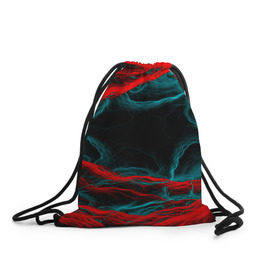 Рюкзак-мешок 3D с принтом Fractal в Петрозаводске, 100% полиэстер | плотность ткани — 200 г/м2, размер — 35 х 45 см; лямки — толстые шнурки, застежка на шнуровке, без карманов и подкладки | Тематика изображения на принте: волны | красный | черный