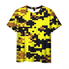 Мужская футболка 3D с принтом Пиксели в Петрозаводске, 100% полиэфир | прямой крой, круглый вырез горловины, длина до линии бедер | военная тематика | камуфляж | милитари
