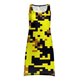 Платье-майка 3D с принтом Пиксели в Петрозаводске, 100% полиэстер | полуприлегающий силуэт, широкие бретели, круглый вырез горловины, удлиненный подол сзади. | военная тематика | камуфляж | милитари