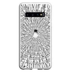 Чехол для Samsung Galaxy S10 с принтом Хатифнатты в Петрозаводске, Силикон | Область печати: задняя сторона чехла, без боковых панелей | Тематика изображения на принте: moomins | мумми тролль | папа