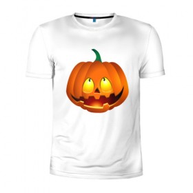 Мужская футболка 3D спортивная с принтом Хелоуин в Петрозаводске, 100% полиэстер с улучшенными характеристиками | приталенный силуэт, круглая горловина, широкие плечи, сужается к линии бедра | тыква