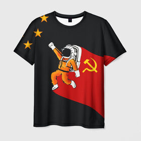 Мужская футболка 3D с принтом Гагарин в Петрозаводске, 100% полиэфир | прямой крой, круглый вырез горловины, длина до линии бедер | день | космонавтики | космос