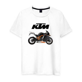 Мужская футболка хлопок с принтом KTM 6 в Петрозаводске, 100% хлопок | прямой крой, круглый вырез горловины, длина до линии бедер, слегка спущенное плечо. | ktm | moto | катээм | ктм | мото | мотоцикл | мотоциклы