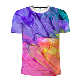 Мужская футболка 3D спортивная с принтом Абстракционизм 6 в Петрозаводске, 100% полиэстер с улучшенными характеристиками | приталенный силуэт, круглая горловина, широкие плечи, сужается к линии бедра | краска | мазки | разноцветный | яркий