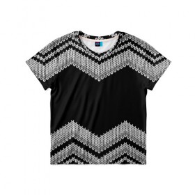 Детская футболка 3D с принтом Плетение в Петрозаводске, 100% гипоаллергенный полиэфир | прямой крой, круглый вырез горловины, длина до линии бедер, чуть спущенное плечо, ткань немного тянется | свитер | серый | черный