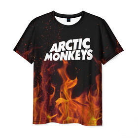 Мужская футболка 3D с принтом Arctic Monkeys fire в Петрозаводске, 100% полиэфир | прямой крой, круглый вырез горловины, длина до линии бедер | 