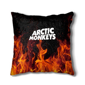 Подушка 3D с принтом Arctic Monkeys fire в Петрозаводске, наволочка – 100% полиэстер, наполнитель – холлофайбер (легкий наполнитель, не вызывает аллергию). | состоит из подушки и наволочки. Наволочка на молнии, легко снимается для стирки | 