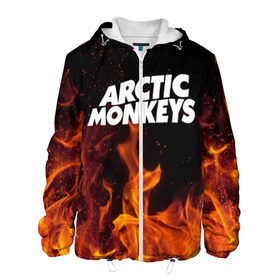 Мужская куртка 3D с принтом Arctic Monkeys fire в Петрозаводске, ткань верха — 100% полиэстер, подклад — флис | прямой крой, подол и капюшон оформлены резинкой с фиксаторами, два кармана без застежек по бокам, один большой потайной карман на груди. Карман на груди застегивается на липучку | Тематика изображения на принте: 