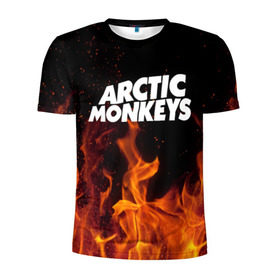 Мужская футболка 3D спортивная с принтом Arctic Monkeys fire в Петрозаводске, 100% полиэстер с улучшенными характеристиками | приталенный силуэт, круглая горловина, широкие плечи, сужается к линии бедра | Тематика изображения на принте: 