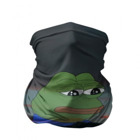 Бандана-труба 3D с принтом Sad frog в Петрозаводске, 100% полиэстер, ткань с особыми свойствами — Activecool | плотность 150‒180 г/м2; хорошо тянется, но сохраняет форму | Тематика изображения на принте: pepe | пепе