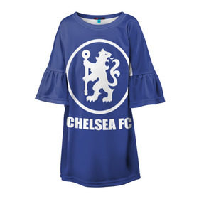 Детское платье 3D с принтом Chelsea FC в Петрозаводске, 100% полиэстер | прямой силуэт, чуть расширенный к низу. Круглая горловина, на рукавах — воланы | chelsea | англия | премьер лига | фанат | футбол | футболист | челси