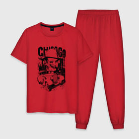 Мужская пижама хлопок с принтом Гангстер в Петрозаводске, 100% хлопок | брюки и футболка прямого кроя, без карманов, на брюках мягкая резинка на поясе и по низу штанин
 | 
