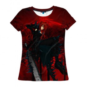Женская футболка 3D с принтом Red в Петрозаводске, 100% полиэфир ( синтетическое хлопкоподобное полотно) | прямой крой, круглый вырез горловины, длина до линии бедер | fairy tail | хвост феи