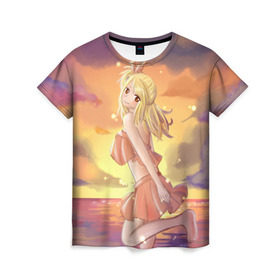 Женская футболка 3D с принтом Beach в Петрозаводске, 100% полиэфир ( синтетическое хлопкоподобное полотно) | прямой крой, круглый вырез горловины, длина до линии бедер | fairy tail | хвост феи