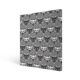 Холст квадратный с принтом Злые котики в Петрозаводске, 100% ПВХ |  | дьявол | звезда | кот | котик | кошка | милота | пентаграмма | серый | юмор