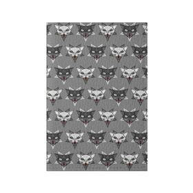 Обложка для паспорта матовая кожа с принтом Сатанинские котики в Петрозаводске, натуральная матовая кожа | размер 19,3 х 13,7 см; прозрачные пластиковые крепления | Тематика изображения на принте: дьявол | звезда | кот | котик | кошка | милота | пентаграмма | серый | юмор