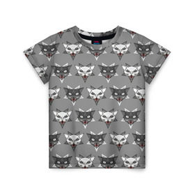 Детская футболка 3D с принтом Злые котики в Петрозаводске, 100% гипоаллергенный полиэфир | прямой крой, круглый вырез горловины, длина до линии бедер, чуть спущенное плечо, ткань немного тянется | дьявол | звезда | кот | котик | кошка | милота | пентаграмма | серый | юмор