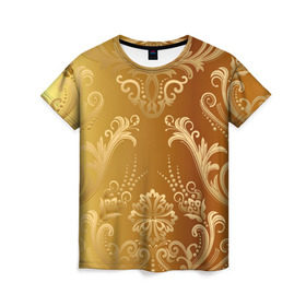 Женская футболка 3D с принтом Золотой пассаж в Петрозаводске, 100% полиэфир ( синтетическое хлопкоподобное полотно) | прямой крой, круглый вырез горловины, длина до линии бедер | vppd | золото | премиум | эксклюзив