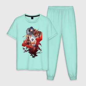 Мужская пижама хлопок с принтом Сёё Хината и Тобио Кагэяма в Петрозаводске, 100% хлопок | брюки и футболка прямого кроя, без карманов, на брюках мягкая резинка на поясе и по низу штанин
 | haikyuu | сёё хината | тобио кагэяма
