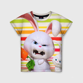 Детская футболка 3D с принтом Злой кролик в Петрозаводске, 100% гипоаллергенный полиэфир | прямой крой, круглый вырез горловины, длина до линии бедер, чуть спущенное плечо, ткань немного тянется | животные | злой | игрушка | кролик | мультфильм | тайная жизнь домашних животных