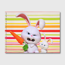 Альбом для рисования с принтом Злой кролик в Петрозаводске, 100% бумага
 | матовая бумага, плотность 200 мг. | животные | злой | игрушка | кролик | мультфильм | тайная жизнь домашних животных