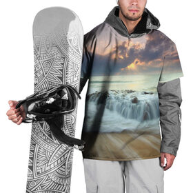 Накидка на куртку 3D с принтом Берег 3 в Петрозаводске, 100% полиэстер |  | берег | вода | камни | море | небо | природа | скалы