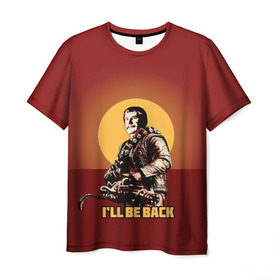 Мужская футболка 3D с принтом Сталин: I`ll Be Back в Петрозаводске, 100% полиэфир | прямой крой, круглый вырез горловины, длина до линии бедер | Тематика изображения на принте: история | о.м.с.к. | революция | ссср | сталин | супергерои