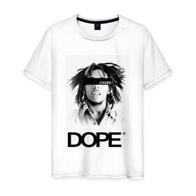 Мужская футболка хлопок с принтом Bob Marley Dope в Петрозаводске, 100% хлопок | прямой крой, круглый вырез горловины, длина до линии бедер, слегка спущенное плечо. | bobmarley | dope | fashion | swag | trend