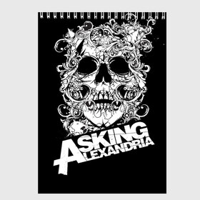 Скетчбук с принтом Asking Alexandria в Петрозаводске, 100% бумага
 | 48 листов, плотность листов — 100 г/м2, плотность картонной обложки — 250 г/м2. Листы скреплены сверху удобной пружинной спиралью | asking alexandria | музыка | рок | череп