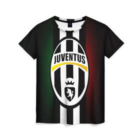 Женская футболка 3D с принтом Juventus FC в Петрозаводске, 100% полиэфир ( синтетическое хлопкоподобное полотно) | прямой крой, круглый вырез горловины, длина до линии бедер | juve | италия | клуб | фк | футбол | футбольный | ювентус