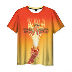 Мужская футболка 3D с принтом Dragon lore cs go в Петрозаводске, 100% полиэфир | прямой крой, круглый вырез горловины, длина до линии бедер | counter | cs | go | strike