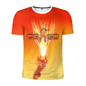 Мужская футболка 3D спортивная с принтом Dragon lore cs go в Петрозаводске, 100% полиэстер с улучшенными характеристиками | приталенный силуэт, круглая горловина, широкие плечи, сужается к линии бедра | Тематика изображения на принте: counter | cs | go | strike