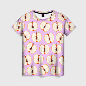 Женская футболка 3D с принтом Молодильные яблочки в Петрозаводске, 100% полиэфир ( синтетическое хлопкоподобное полотно) | прямой крой, круглый вырез горловины, длина до линии бедер | life in da trash | vogue | алена двойченкова | вог | двойченкова | егор дружинин | мига | мигель | молодильные яблочки | персики | танцы | танцы на тнт | тнт | яблоки | яблочки