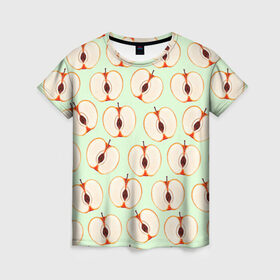 Женская футболка 3D с принтом Молодильные яблочки в Петрозаводске, 100% полиэфир ( синтетическое хлопкоподобное полотно) | прямой крой, круглый вырез горловины, длина до линии бедер | life in da trash | vogue | алена двойченкова | вог | двойченкова | егор дружинин | мига | мигель | молодильные яблочки | персики | танцы | танцы на тнт | тнт | яблоки | яблочки